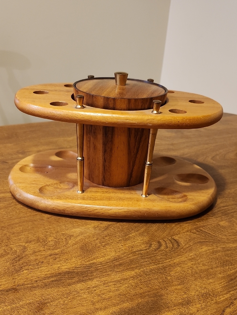 Vintage Monkey Wood Pipe Stand With Pipe Tobacco Humidor